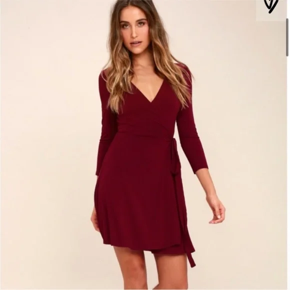 LULUβs Twirl-Worthy Burgundy Wrap Dress - Picture 4 of 9